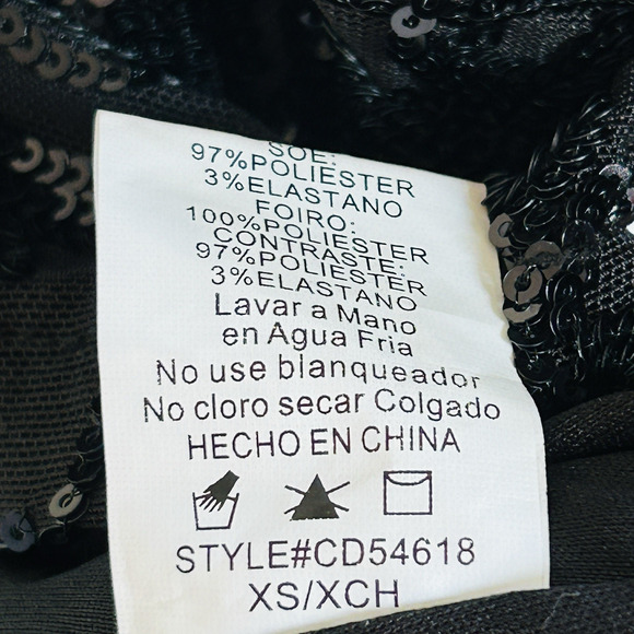 Fairy Goth Witchy Bodycon Sequin Mini Dress Womens XS L/S‎ NYE Party Glam HOCO - Picture 12 of 12